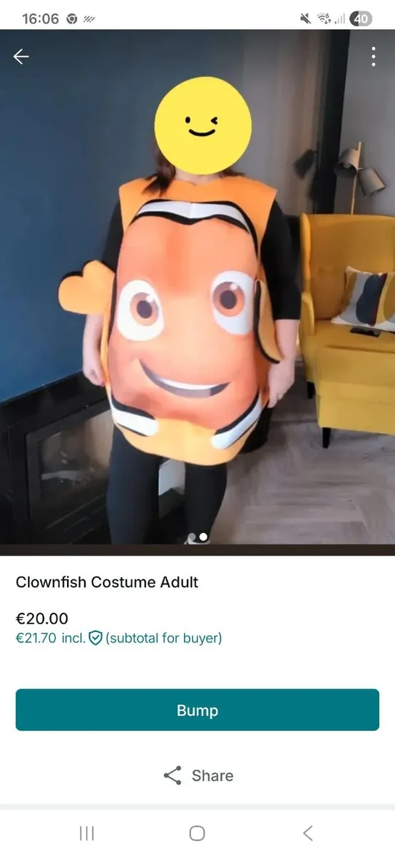 Adults Clown Fish Fancy Dress Costume - Image 1