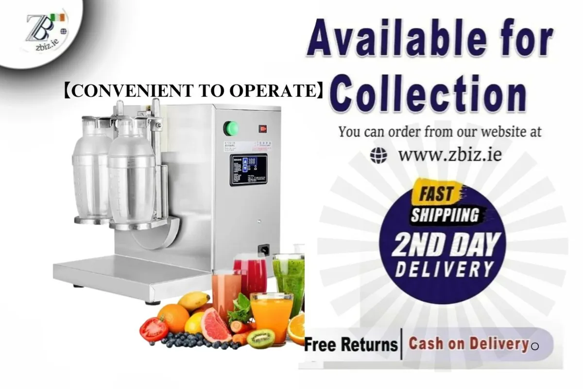 220W Bubble Tea Mixer Dual Cup Stainless Steel - Image 1
