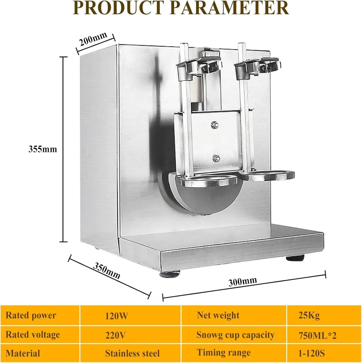220W Bubble Tea Mixer Dual Cup Stainless Steel - Image 4
