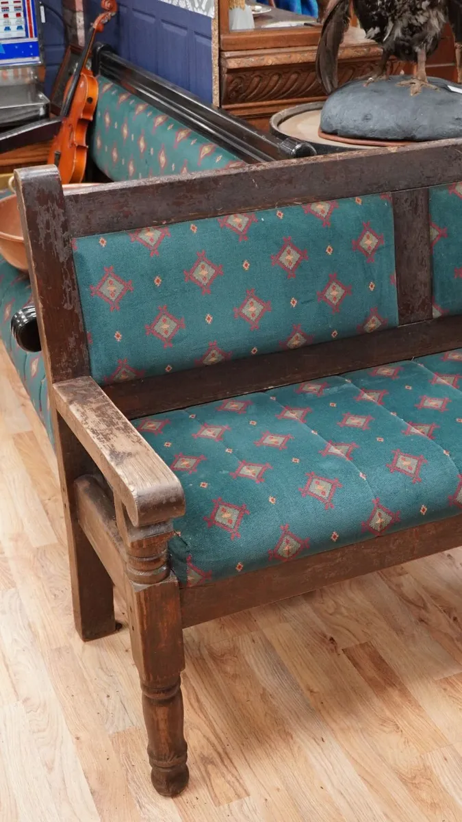 Vintage Irish Pub Bench 5ft Pine - Image 4