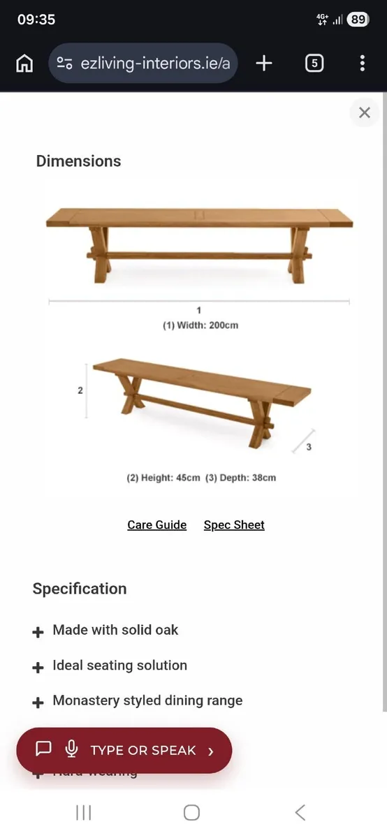 Oak dining bench - Image 4
