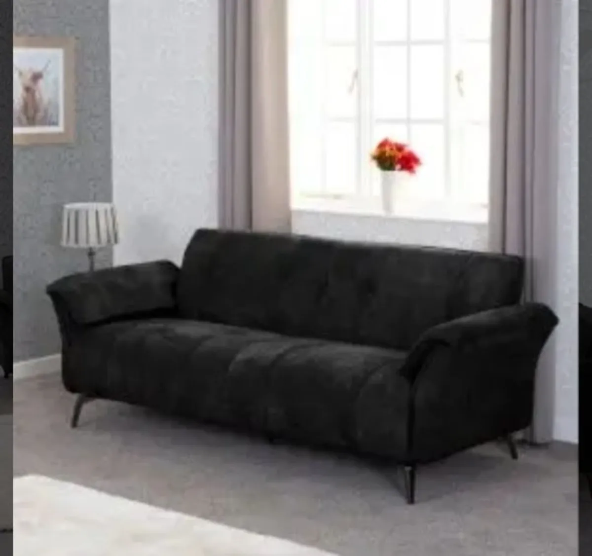 Amalfi 3+2+1 Black Fabric Suite - Image 2