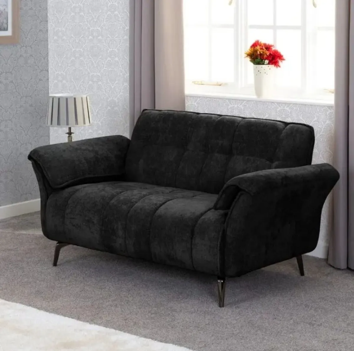 Amalfi 3+2+1 Black Fabric Suite - Image 4