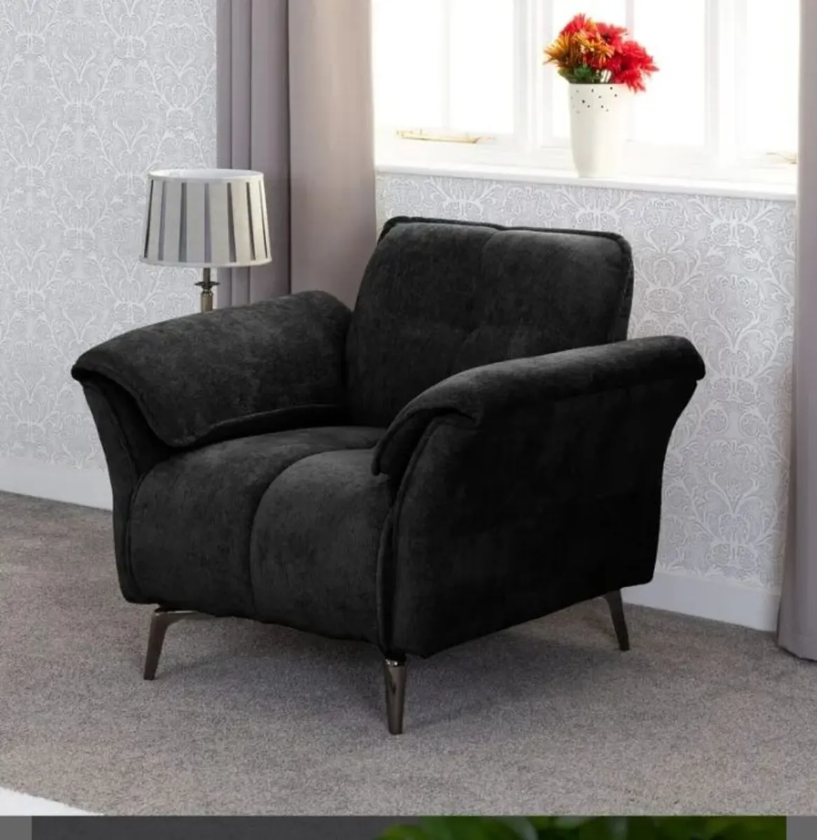 Amalfi 3+2+1 Black Fabric Suite - Image 3