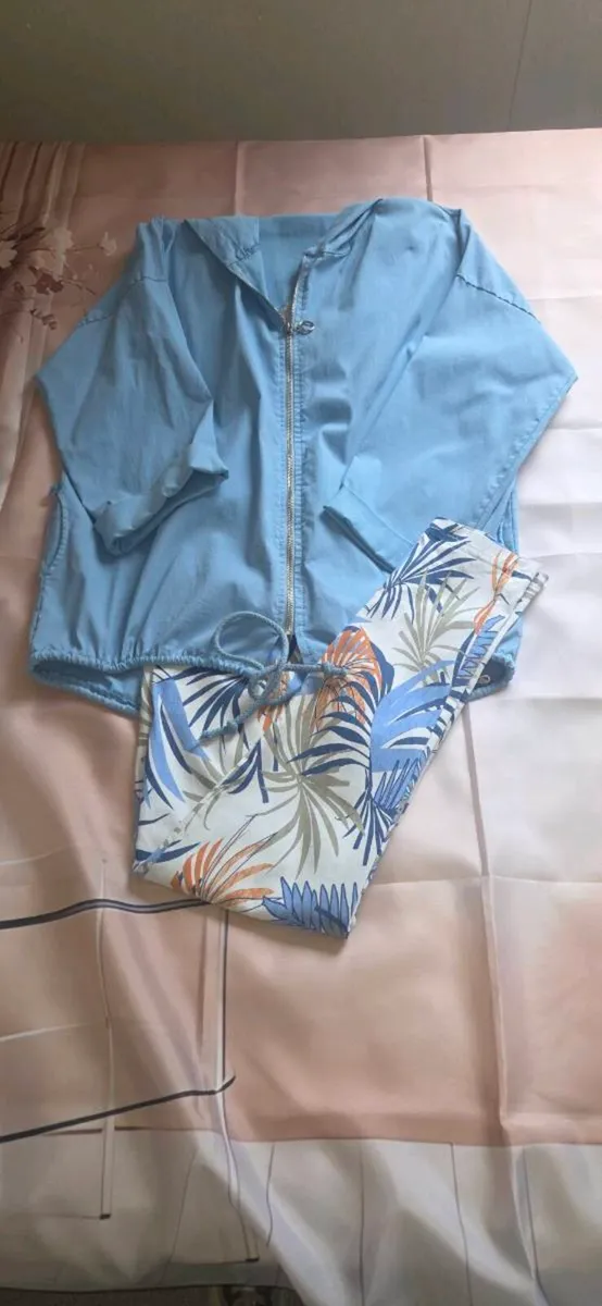 Made In Italy Blue Tropical Leaf Co Ord Lounge Set - Image 3