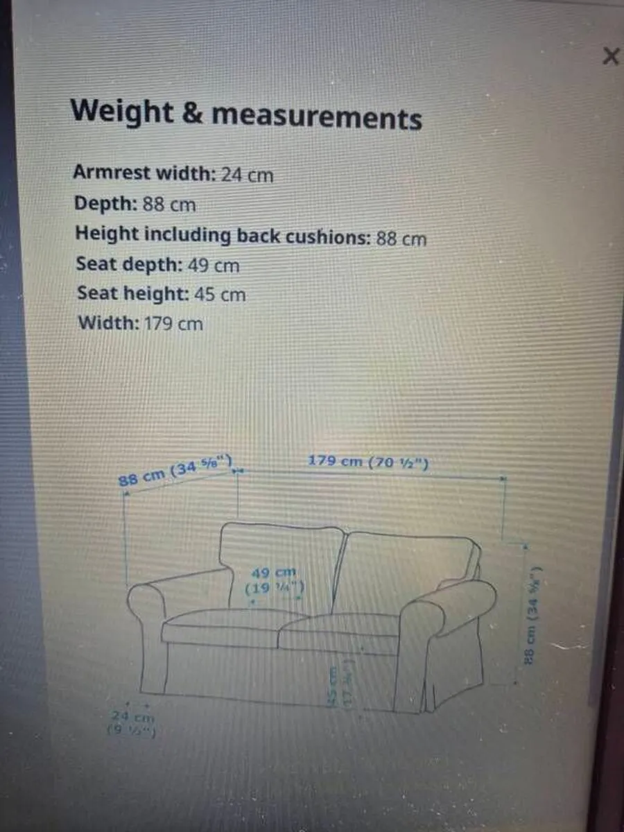 Ikea Ektorp grey 2 seater sofa - Image 2