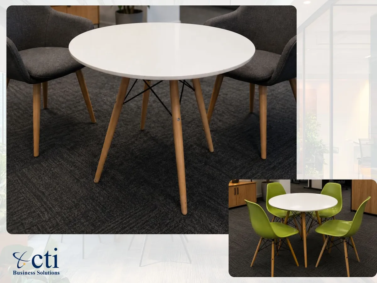 10 X Round White Office Breakout Tables - Grade A - Image 1