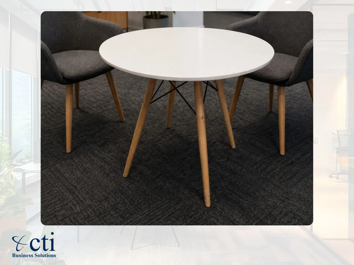 10 X Round White Office Breakout Tables - Grade A - Image 2