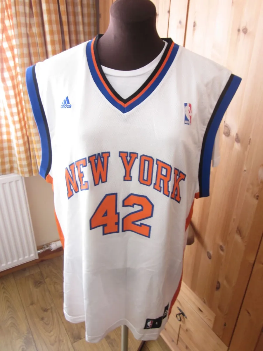Vintage Adidas New York Knicks #42 David Lee White - Image 1