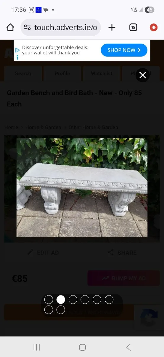 Garden Bench and Matching Bird Bath - Only 85 Each - Image 2