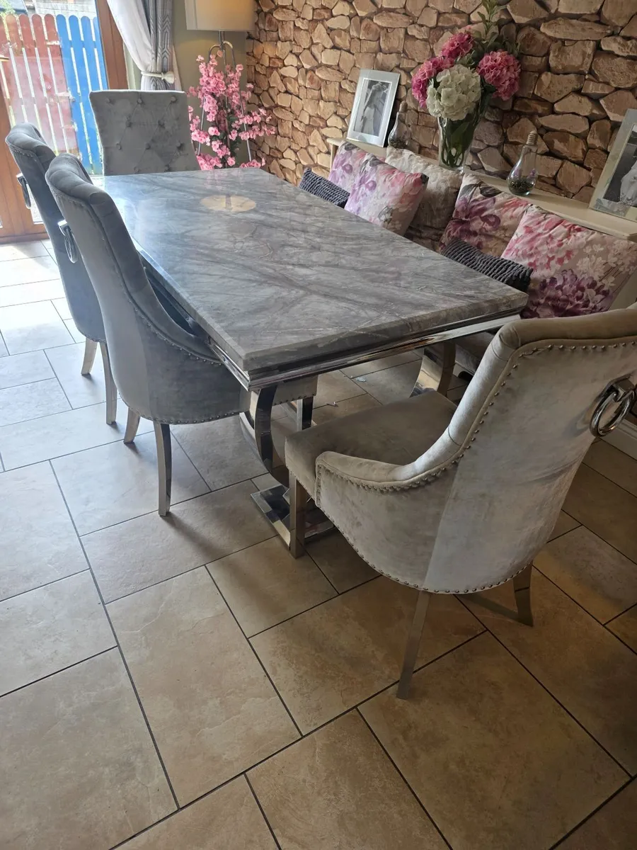 Arianna 1.8m Dining Table, 4 Chairs and stool - Image 2