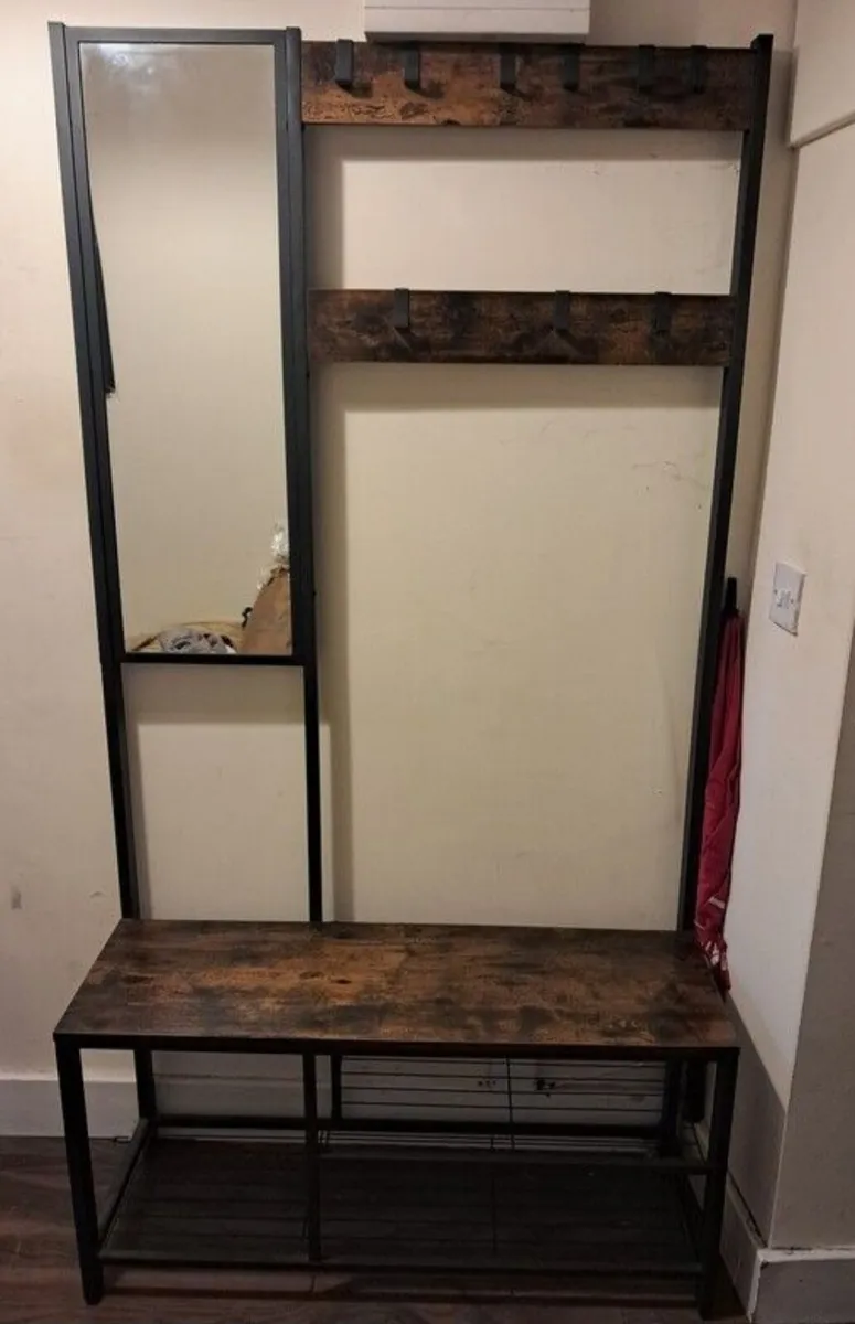Walnut Coat and shoe stand - Image 1