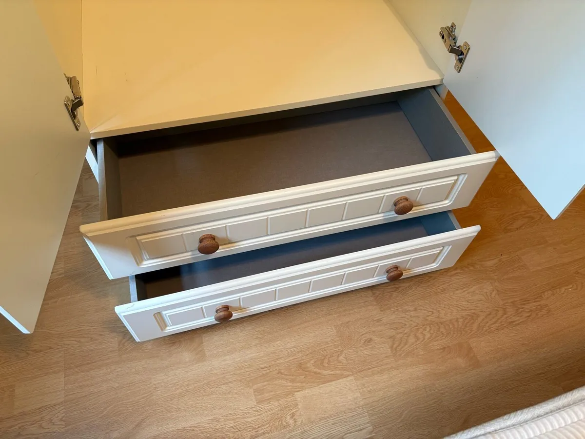 Cream & brown two door wardrobe with 2  drawers - Image 3