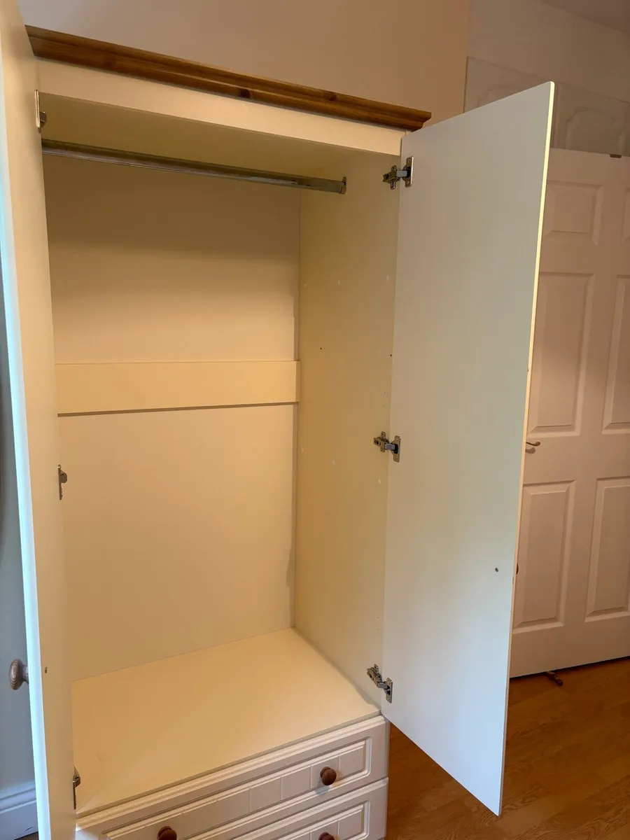 Cream & brown two door wardrobe with 2  drawers - Image 4