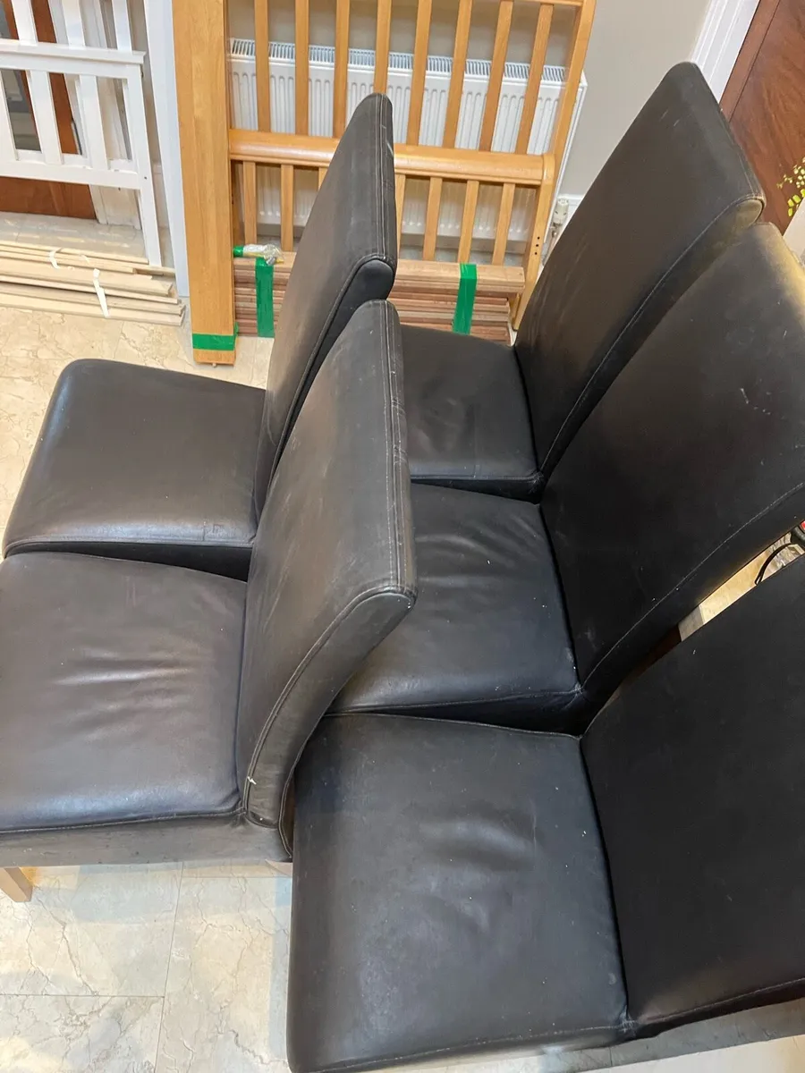 5 x Quality Sturdy Leather Kitchen Dining Chairs - Image 2