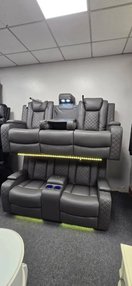 Ashbyrne 3+2 Grey Electric Leather Recliner Sofa - Image 2