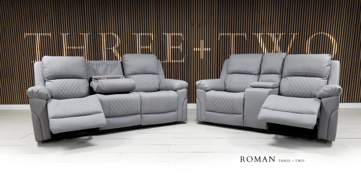 Roman 3+2 Leather Recliner Sofa Set - Image 1