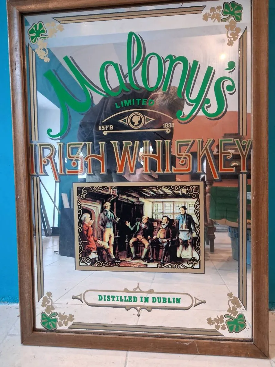 Maloney's Irish whiskey vintage pub mirror - Image 1
