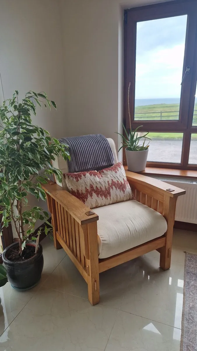 Real Oak 3 seat sofa and armchair - Image 2