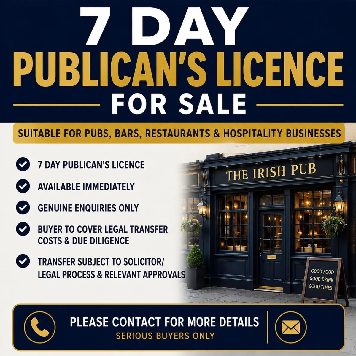 7 Day Publican Licence for Sale