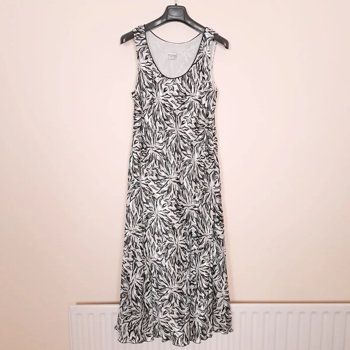 Roman Black White Metallic Midi Dress 16UK/44EU - Image 1