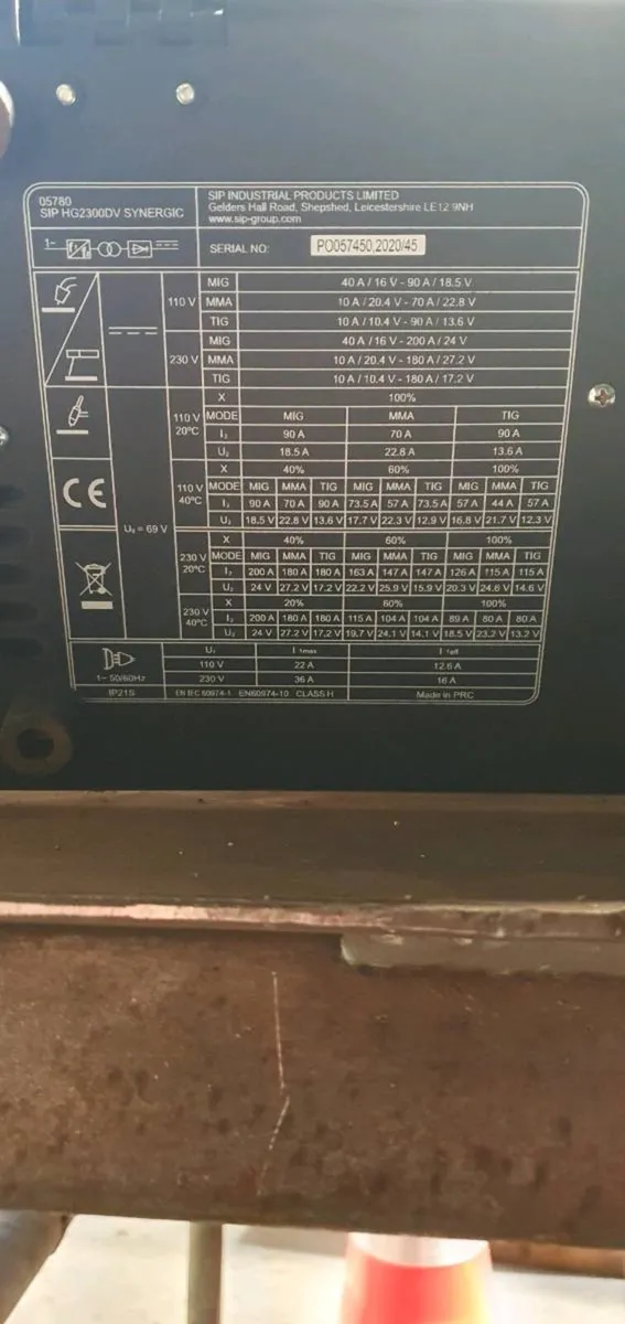 SIP 2300 DV Synergic Welder. - Image 3
