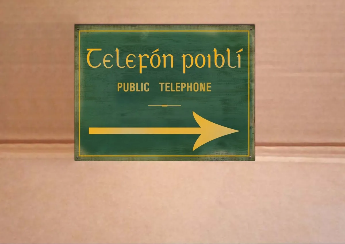 Irish telephone novelty metal tin sign - Image 1