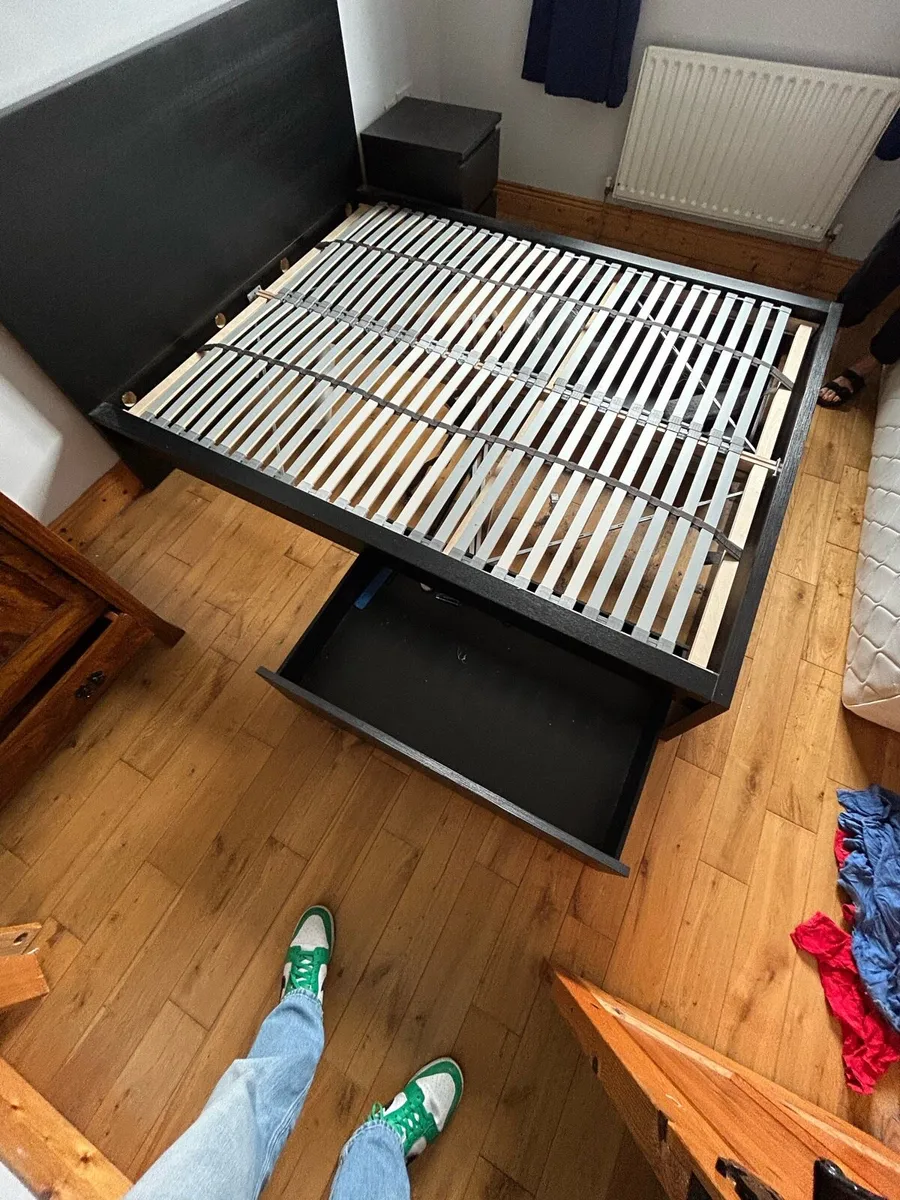 King Bed Frame & Side Locker - Image 4