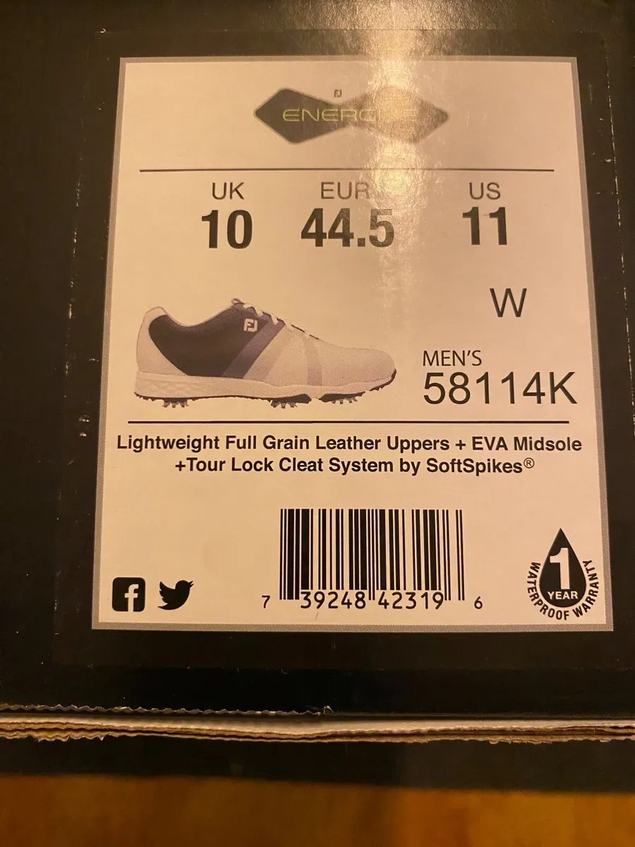 Foot-joy Mens Energize Waterproof Golf Shoes 10 uk - Image 1