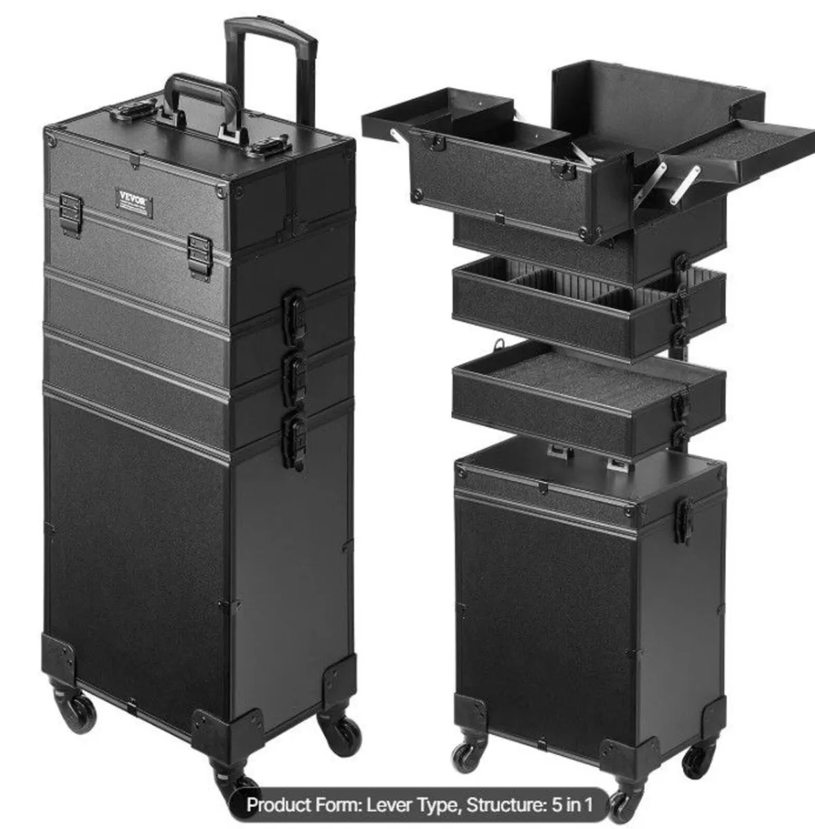 5 in 1 Professional Makeup Train Case Aluminum Cos - Image 2