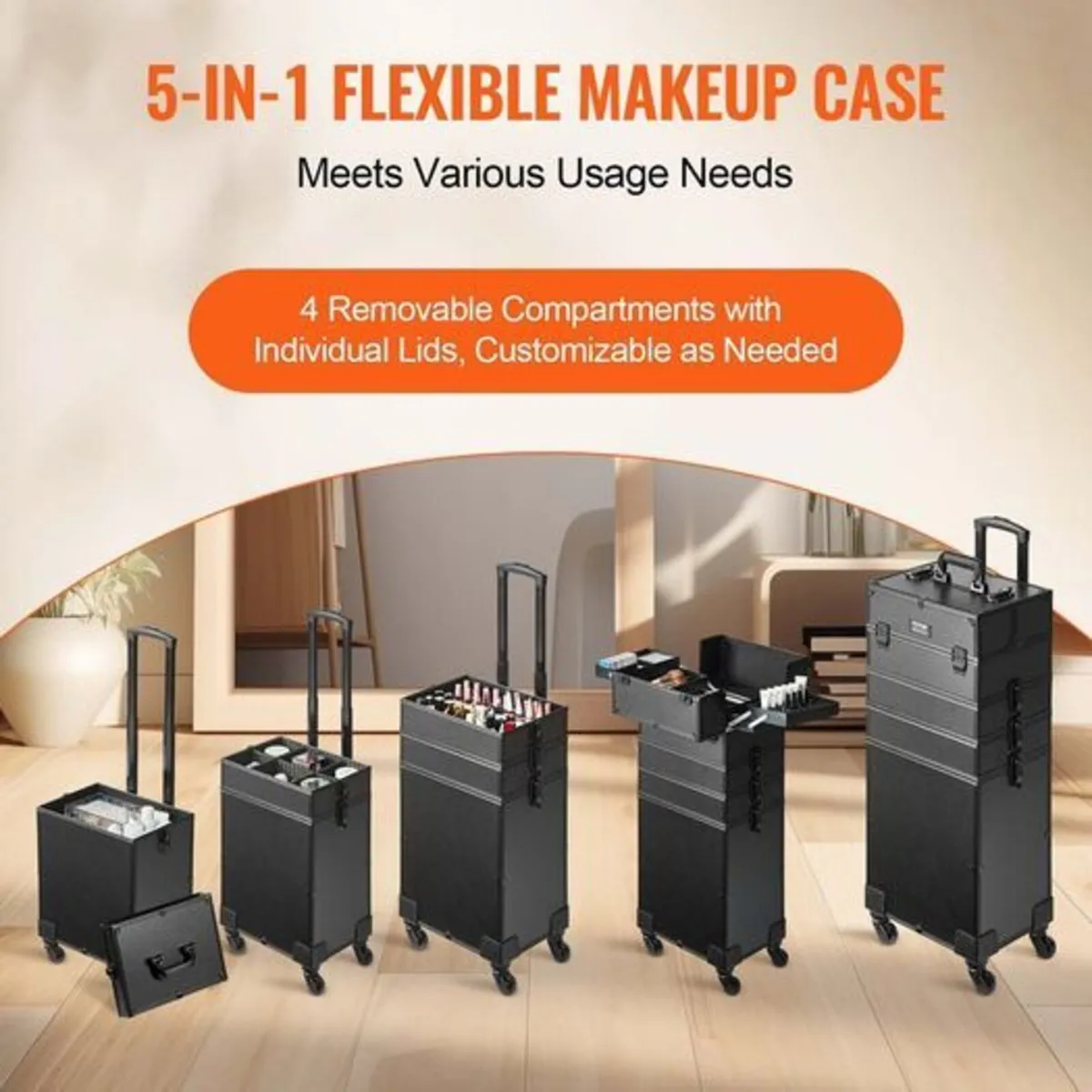 5 in 1 Professional Makeup Train Case Aluminum Cos - Image 3
