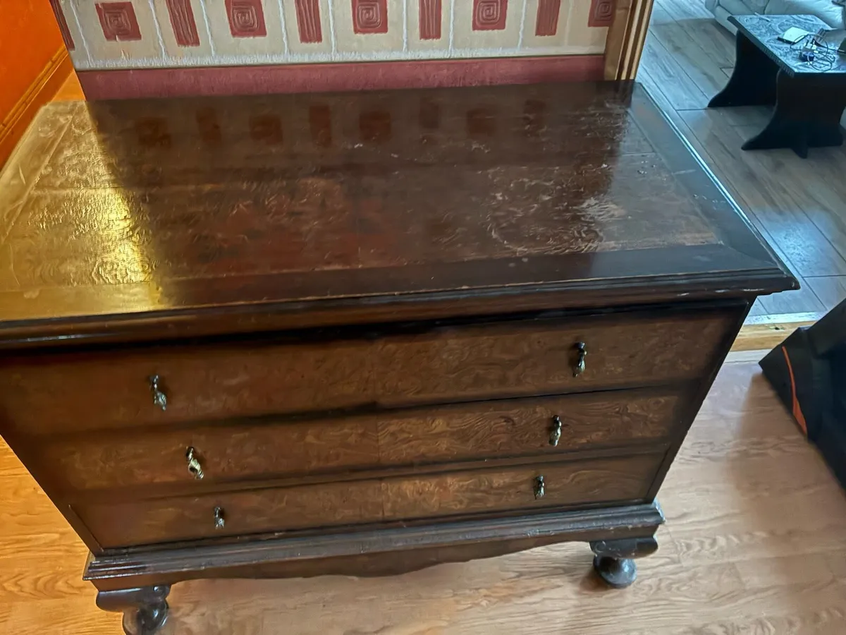Antique mahogany chest of draws - 3 draws - Image 2
