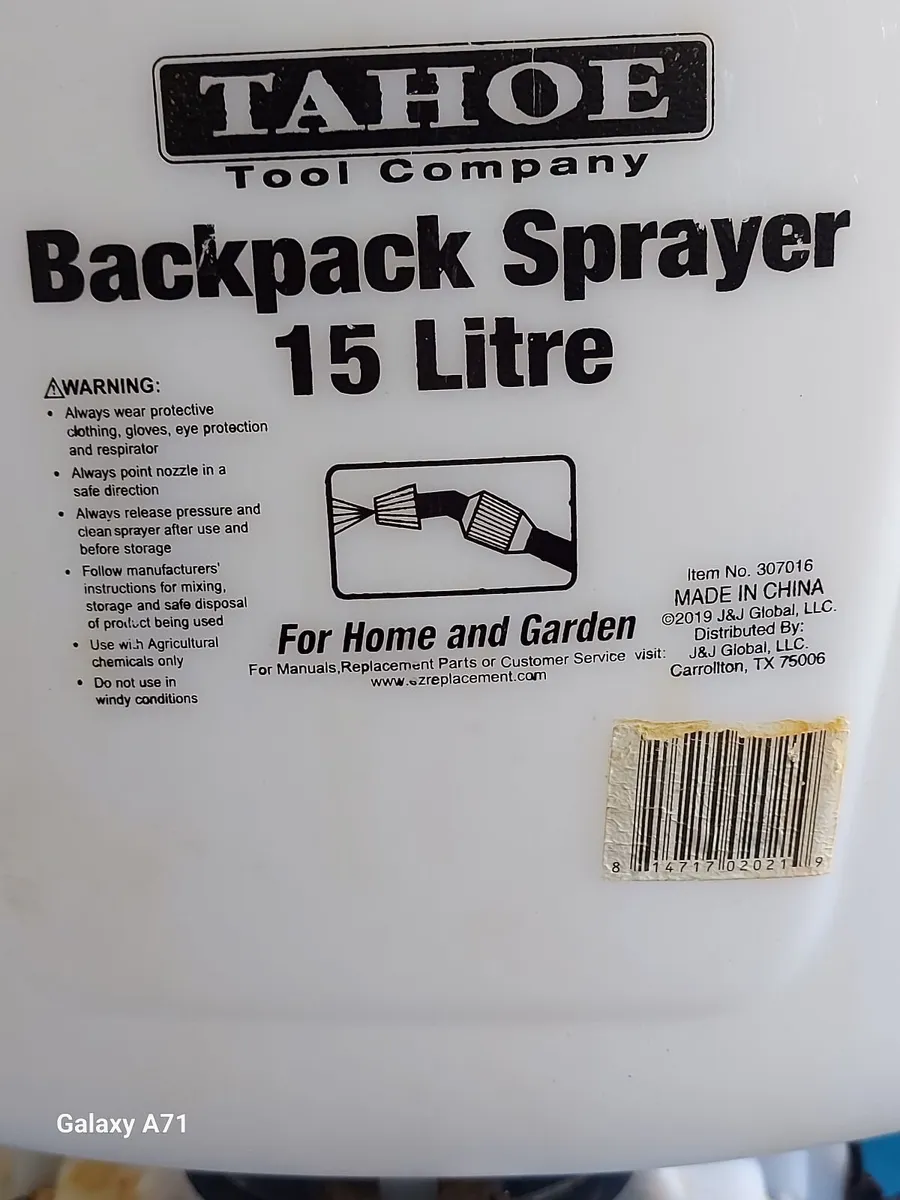 TAHOE 15 Litre Backpack Sprayer excellent conditio - Image 2
