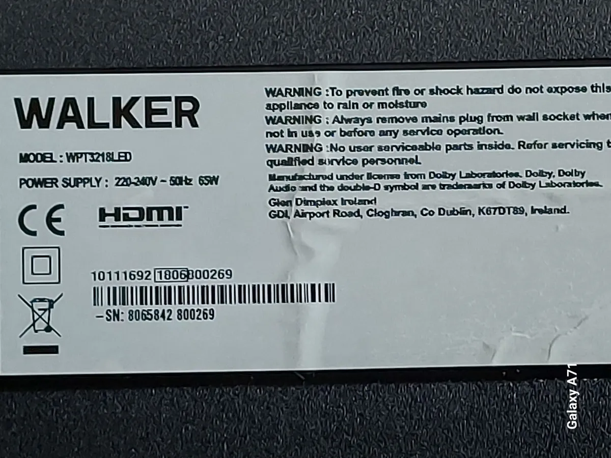Walker TV, Model WPT3218LED, with Remote Control, - Image 3