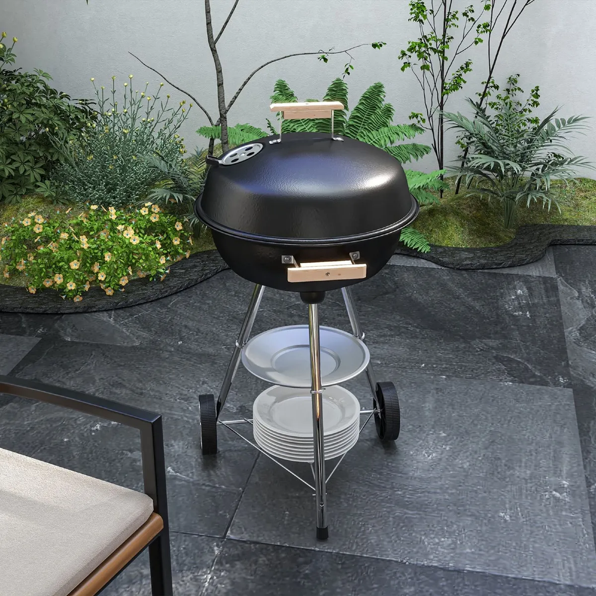 Kettle Charcoal Grill, Portable Round BBQ Smoker - Image 3
