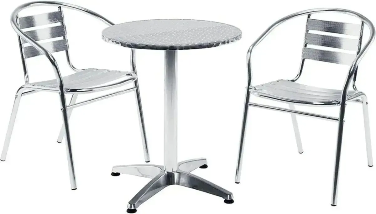 Cafe Table Bistro Black Round Indoor Outdoor - Image 1