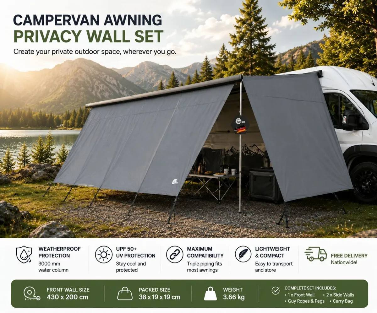 Campervan Awning Privacy Wall Set 430 x 200 cm - Image 1