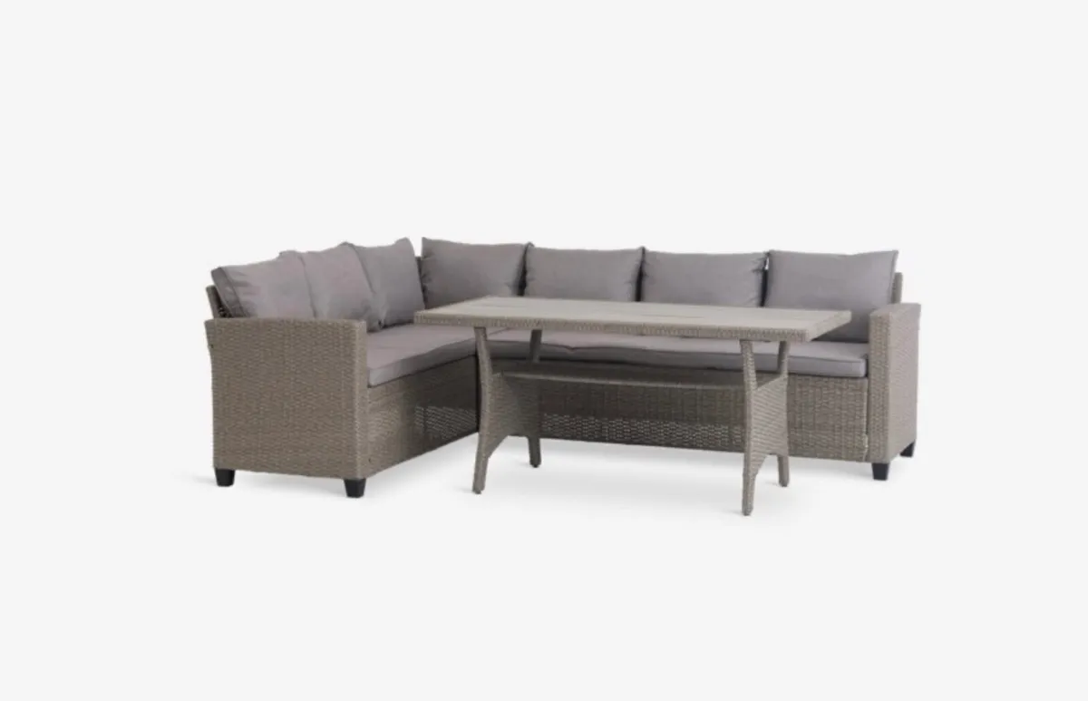 Outdoor lounge set with sofa & hanging chair - Image 1