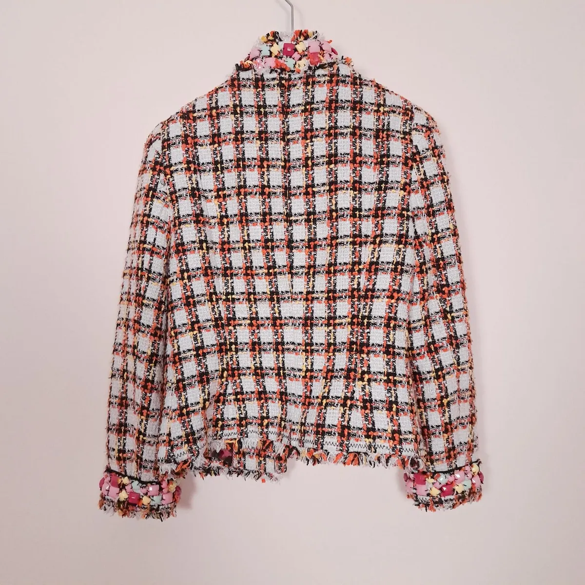Next Orange White Tweed Jacket Boucle Blazer 10UK - Image 4
