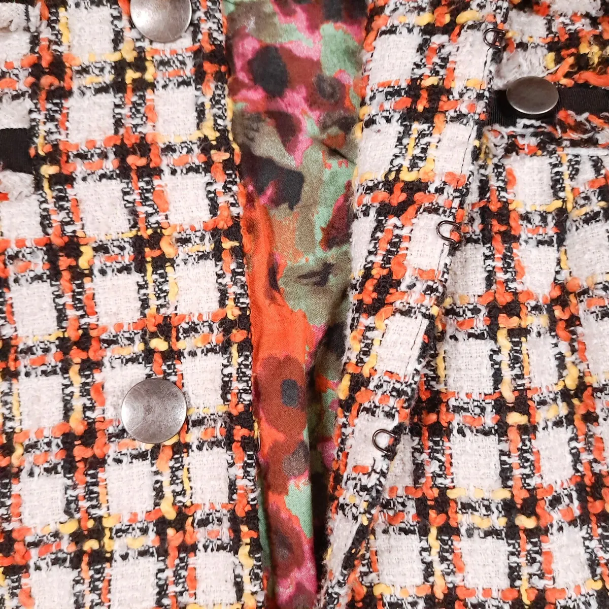 Next Orange White Tweed Jacket Boucle Blazer 10UK - Image 3