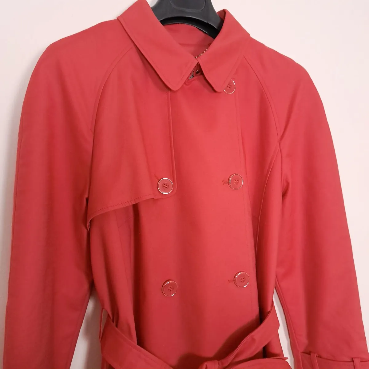 Eastex Coral Red Orange Belted Trench Coat 14UK - Image 2