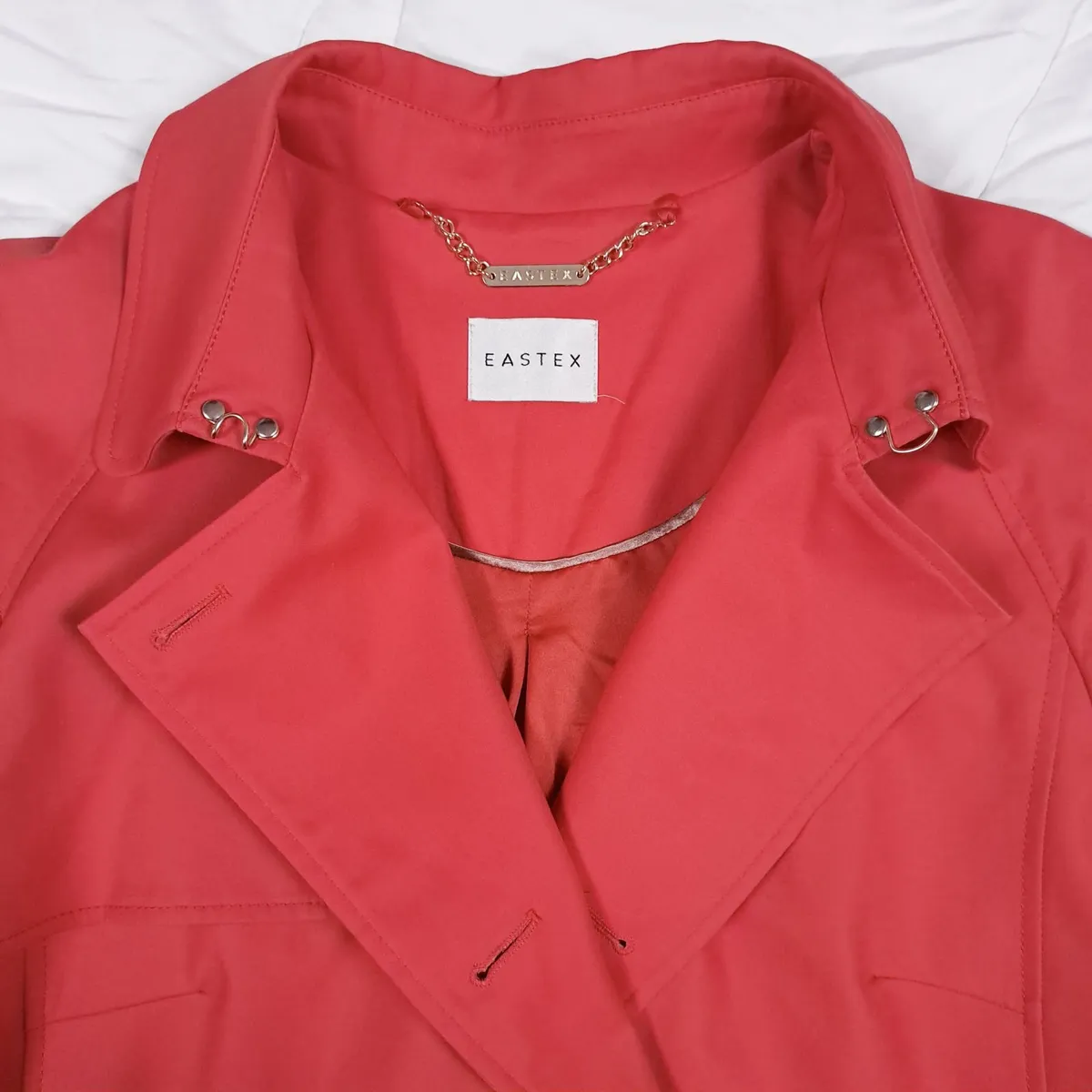 Eastex Coral Red Orange Belted Trench Coat 14UK - Image 3