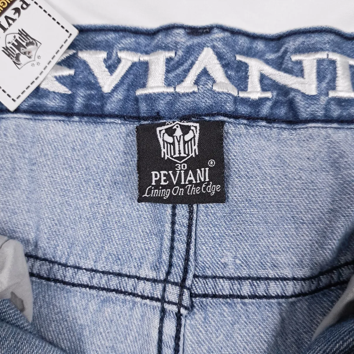 Peviani Blue Light Wash Cargo Denim Jeans W30 L33 - Image 4
