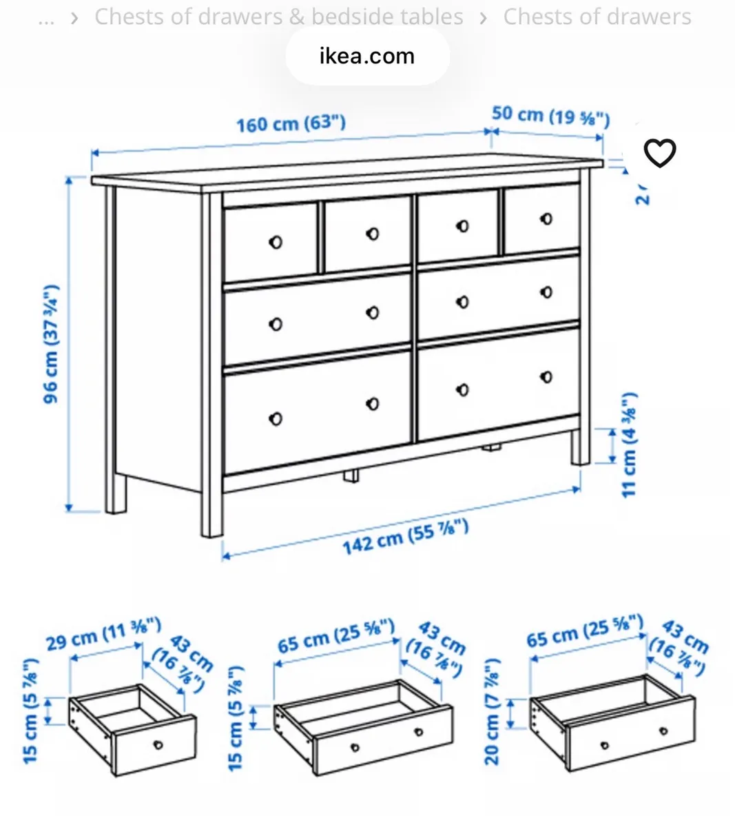 IKEA Hemnes chest of 8 drawers - Image 3