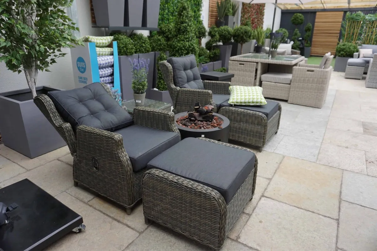 Brand New Rattan Cube Reclining Chairs And Table - Image 1