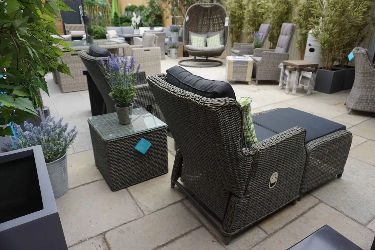 Brand New Rattan Cube Reclining Chairs And Table - Image 4