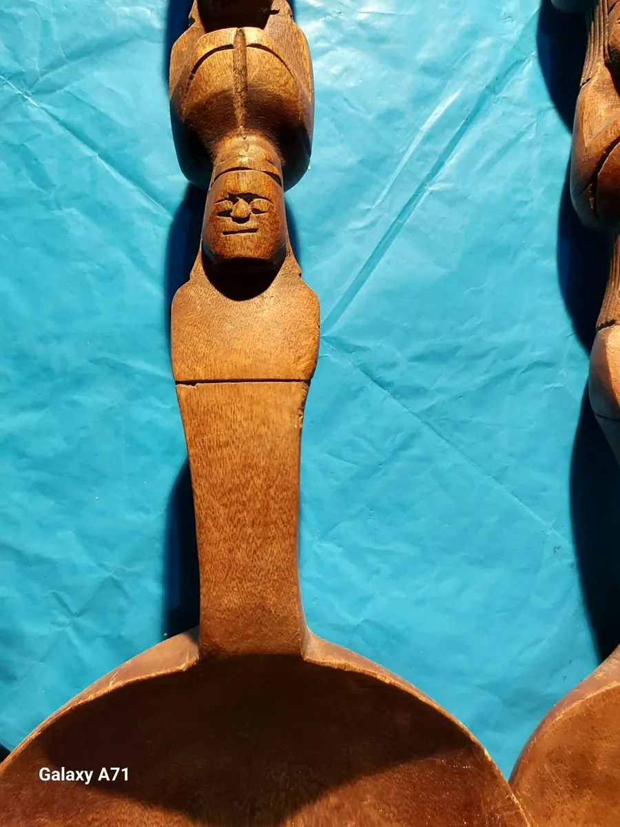 arge Carved Wooden Fork and Spoon, Props - Image 2