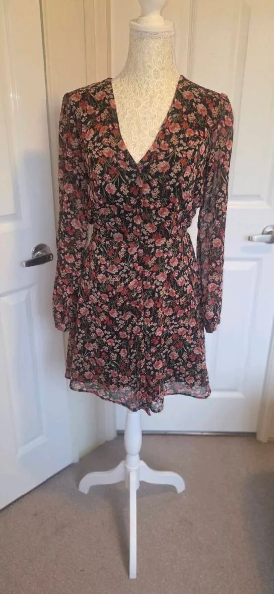 Primark Floral Wrap Mini Dress UK 10 Boho Chiffon - Image 1
