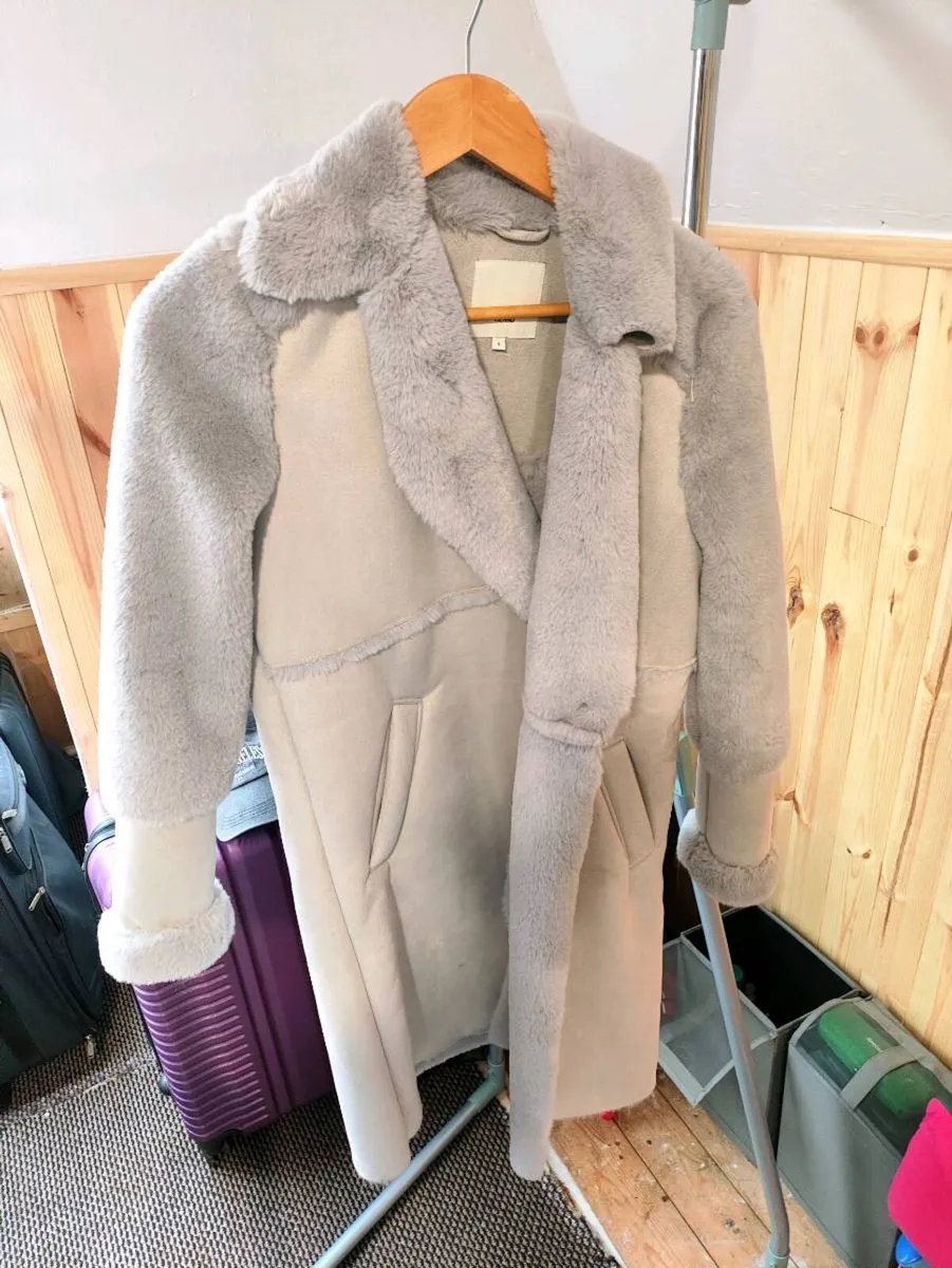 River Island Faux Fur & Suede‑Look Coat – Size S - Image 2