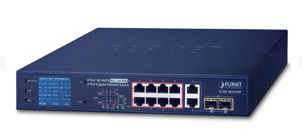 Planet FGSD-1022VHP Gigabit TP/SFP PoE Switch New - Image 1